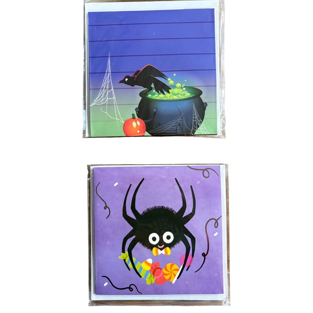 2 UP With Paper Treasures Halloween Pop Up Greeting‎ Cards Spider & Cauldron New